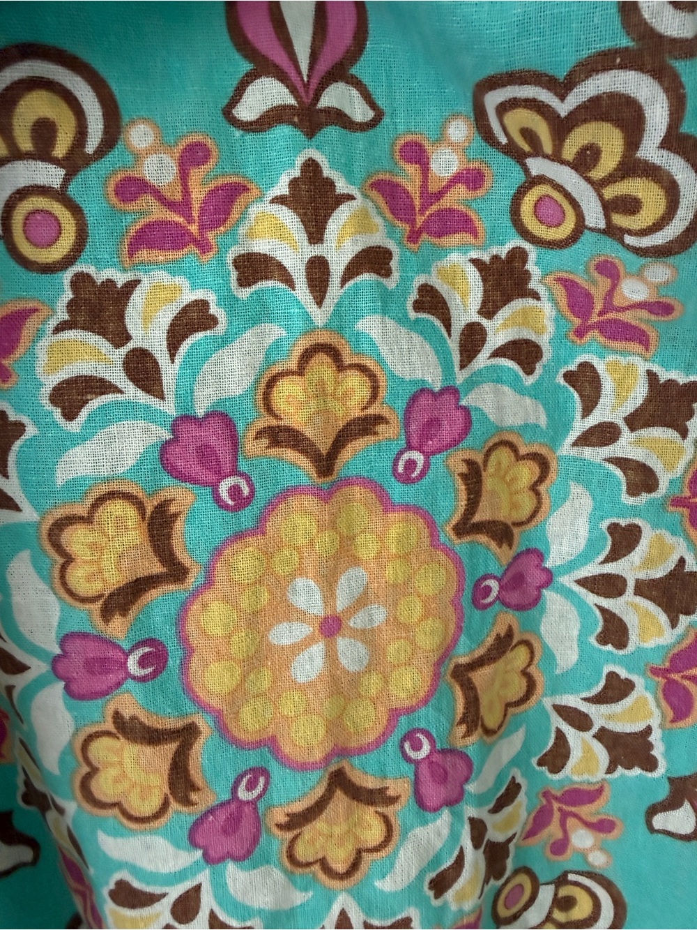Judith March Kaleidoscope Dress Sz L, Made in USA, Linen-Blend, Turquoise - Picture 8 of 10